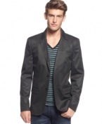 This sleek blazer by Guess Jeans adds unconventional edge to your dressed-up looks.