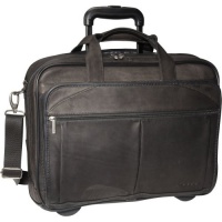 SOLO Classic Collection Leather CheckFast Rolling Case for Laptops up to 15.6 Inches, Black (D529-4)