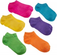 K. Bell Women's 6-Pack Assorted No-Show Solid Neon Socks