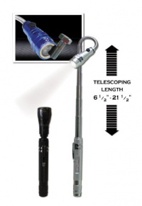 PrimeLite Magnetic Pick Up Telescopic LED Flashlight, BLACK