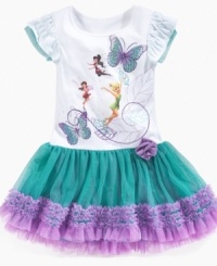 Pretty princess. She can float like her favorite fairy princess in this tutu dress from Disney, with a fun, twirlable tutu skirt.