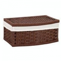 Household Essentials Hand-Woven Paper Rope Basket with Lid and Liner, Dark Brown Stain