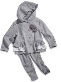 GUESS Kids Girls Baby Girl Hoodie and Leggings Set (12-24, GREY (24M)