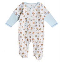 ABSORBA Baby-boys Newborn Monkey Mock 2-Fer Sleeves Footie