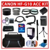 Professional Accessory Kit For Canon VIXIA HF G10 HFG10 Flash Memory Camcorder Include Canon BP-808 Replacement Battery + Replacement Charger + 32GB SDHC Memory + Reader + Wide Angle Lens + Telephoto Lens + Filter Kit + Close UP Lens Kit + Video Light + V