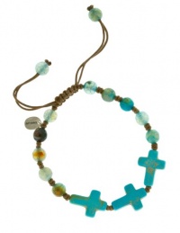 CHAN LUU Aqua Fire Agate Cross Bracelet