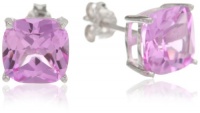 Sterling Silver 8mm Cushion Gemstone Solitaire Earrings