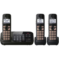 Panasonic KX-TG4743B DECT 6.0 Cordless Phone with Answering System, Black, 3 Handsets