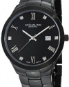 Stuhrling Original Women's 962.12OB1 Leisure Ceramic Celine Swiss Quartz Swarovski Crystal Date Black Bracelet Watch