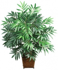 Nearly Natural 6556 Bamboo Palm with Wicker Basket Decorative Silk Plant, Green