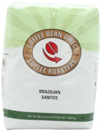 Coffee Bean Direct Brazilian Santos, Whole Bean Coffee, 5-Pound Bag