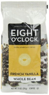 Eight O'Clock Coffee, French Vanilla Whole Bean, 11-Ounce Bags (Pack of 6)