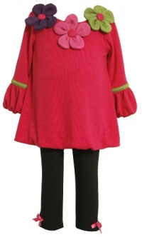 Bonnie Jean Girls 2-6X Knit Bubble Top Leggging Set, Fuchsia, 2T