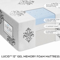 Lucid by Linen Spa 12-Inch Gel Memory Foam Mattress, 4-Pound, King