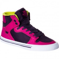 Supra Vaider High Top Skate Shoe - Women's Pink Leather/Purple Nylon, 9.0