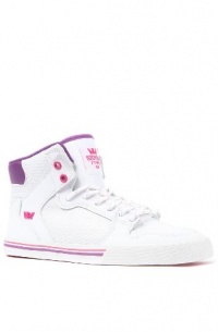 Supra Vaider High Top Skate Shoe - Women's White Leather/White Mesh, 8.5