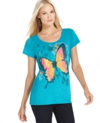 Flit easily from weekday errands to weekend relaxing in this butterfly-printed tee from Style&co. (Clearance)