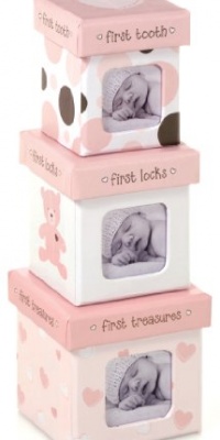 Pearhead Lil' Peach Bear Trinket Box Set, Pink