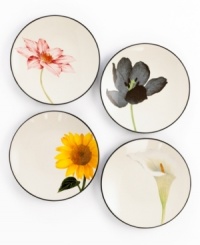 Punctuate the ultra-sleek and incredibly durable Colorwave Graphite dinnerware collection with Noritake's floral appetizer plates for a touch of garden cheer.