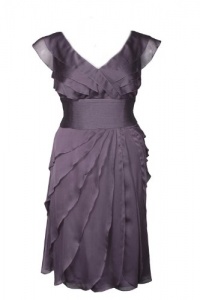 Adrianna Papell Shutter Pleat Chiffon Dress in Lavender 22w