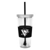 NHL Pittsburgh Penguins 22 Ounce Insulated Tumbler with Rubber Sleeve and Stir Straw