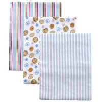 Luvable Friends 3 Count Flannel Receiving Blanket Set, Blue