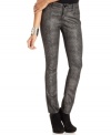 Modernize your denim look in these skinny jeans from Lee Platinum, complete with a figure-flattering fit and a metallic animal-print wash.