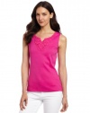 Rafaella Women's Crochet Trim Tank Top, Rose Violet, Medium