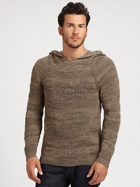 A hooded sweater that exemplifies uncompromising luxury and an athletic aesthetic.Attached hoodRaglan sleevesPull-on style70% alpaca/30% rayon from bambooDry cleanImported