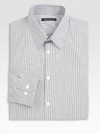 A smart, striped pattern superbly tailored in crisp cotton with a hint of stretch for a well-appointed look.Button-frontPoint collar98% cotton/2% lycraDry cleanImported