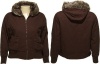 JUNIOR PLUS - DOLLHOUSE Cropped Zip-Up Jacket W/ Fur Trim Hood [6231XA], BROWN, 2X