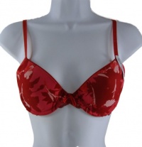 Calvin Klein Women's T-Shirt Bra with Lace Wings F3187, Red Floral, 34A