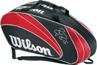 Wilson '12 Federer Tennis Bag - Holds 6 Racquets, Red/Black/White