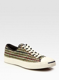 An appealing check pattern adorns this casual classic, rendered in smooth cotton canvas with a durable rubber sole.Cotton canvas upperPadded insoleRubber soleImported