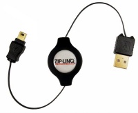 Cables Unlimited Retractable USB 2.0 Mini5 Pin Cable - Black