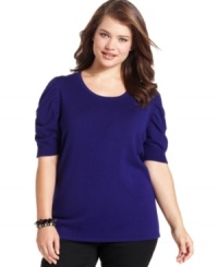 Ruched sleeves lend a chic finish to Style&co.'s plus size top-- it's an Everyday Value! (Clearance)