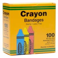 Bandages, Crayon Strips, Adhesive, 100/BX