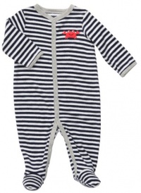 Carters Boys Newborn-9 Months Crab Terry Snap Footed Onesie (Newborn, Navy)