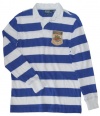 Polo Ralph Lauren Men's Custom-Fit Long-Sleeved RLPC-Crest Striped Rugby (Large, Rugby Royal)