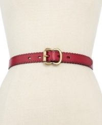 Add an elegant vintage vibe to your look with this rich leather belt from Fossil, featuring chic scalloped edges and finished with a gleaming double C buckle.