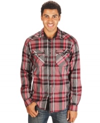 A little bit country and a little bit preppy come together to make this Marc Ecko Cut & Sew shirt a whole lot of stylish.