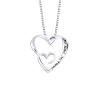 Sterling Silver My Sister, My Friend Double Open Heart Pendant Necklace, 18