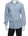 Van Heusen Men's Blue Vertical Striped Button Down Shirt