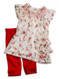 GUESS Kids Girls Baby Girl Chiffon Dress & Leggings S, CREAM (12M)