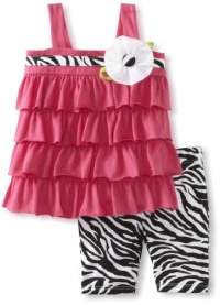 Sweet Heart Rose Baby-Girls Infant Tiered Zebra Bike Short Set, Pink/Black/White, 24