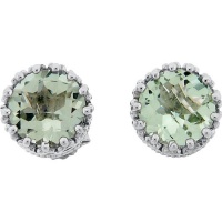 Meredith Leigh Sterling Silver Crown-set Green Amethyst Stud Earrings