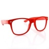 MJ Boutique's Glossy Red Wayfarer Nerd Glasses Clear Lens