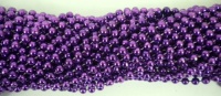 33 Inch 07mm Round Metallic Purple Mardi Gras Beads - 6 Dozen (72 Necklaces)