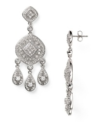 Striking crystals and rhodium plate form an eye-catching cascade on these chandelier earrings from Nadri. Slip in these stunners as a sophisticated final touch.