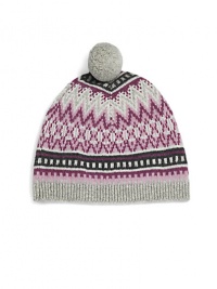 The perfect accessory for all those cold weather outdoor adventures, styled with vivid Fair Isle and trimmed with a lush pompom.Ribbed brim Pompom on top 78% merino lambswool/13% angora/7% nylon/2% cashmere Hand wash or dry clean Imported